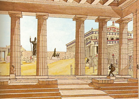 dibuix de la Porta d'entrada a l'Acròpoli denominada Propileos